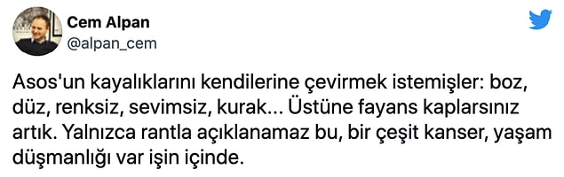 Sosyal medyada da Asos'daki çalışmalara tepki gösterdi