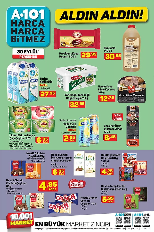 20'li Lipton bitki ve meyve çayı çeşitleri 6,95 TL.