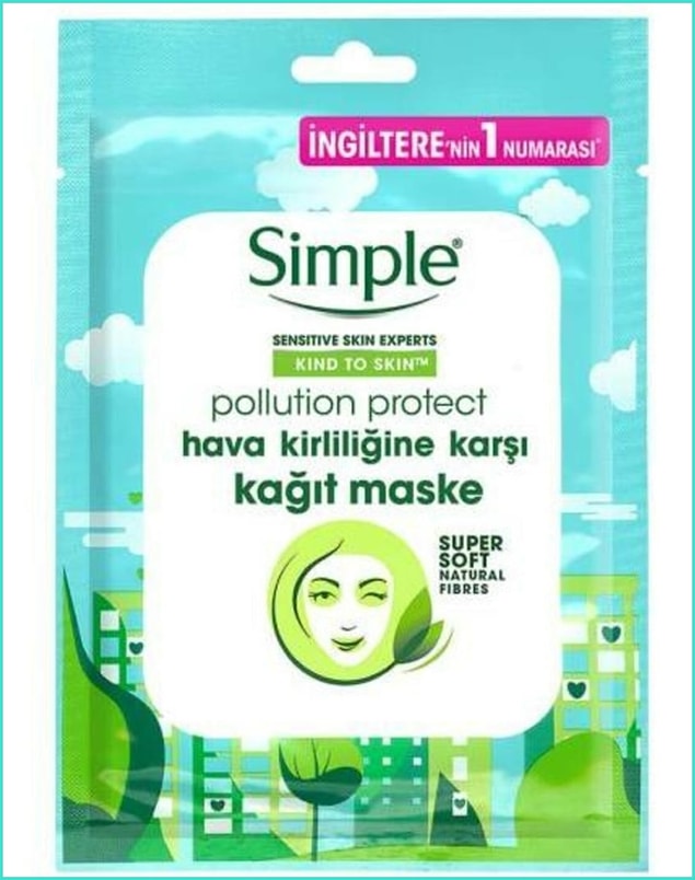 6. Hava kirliliğine karşı cildinizi arındırıp koruyacağınız bir maske ararsanız Simple'da var.