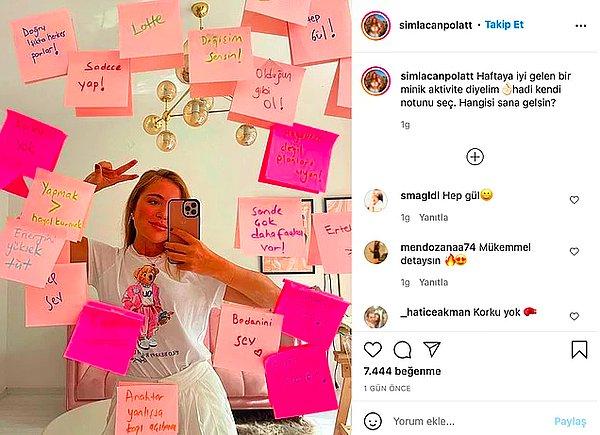 7. Instagram fenomeni Simla Canpolat, aynasına yapıştırdığı motivasyon notlarıyla sosyal medyada alay konusu oldu.