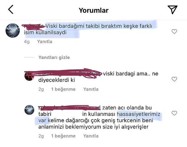 6. Bir viski bardağı tanıtımının altındaki yorumlar...