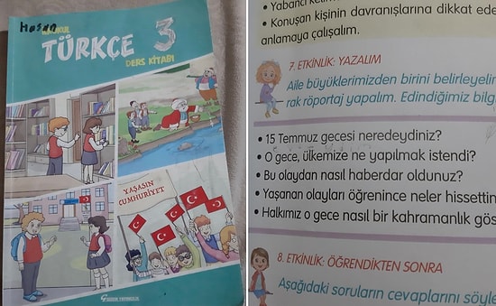 İlkokul 3. Sınıf Ders Kitabında Tartışma Yaratan Soru: '15 Temmuz Gecesi Neredeydiniz?'