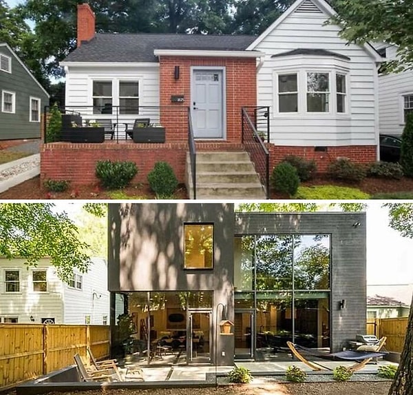 22. Фасад дома, задняя часть необычного дома.