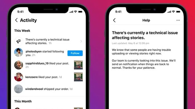 Söz konusu yeniliği resmi blog sayfasında duyuran Instagram, platformda erişim sıkıntısı yaşandığında kullanıcılarına bildirim göndererek bilgilendirecek.