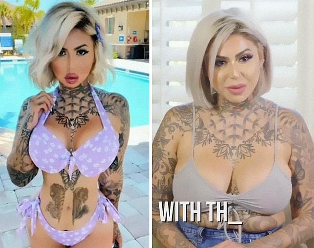 16. Instagram'da yaptığı canlı yayında kendini ifşalayan bu photoshop güzeli takipçilerini şaşırtmış.