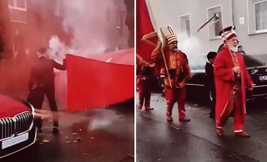 Mehter Marşı ve Dev Türk Bayrağı Eşliğinde Düğün Öncesi Kız Almaya Giden Gurbetçiler