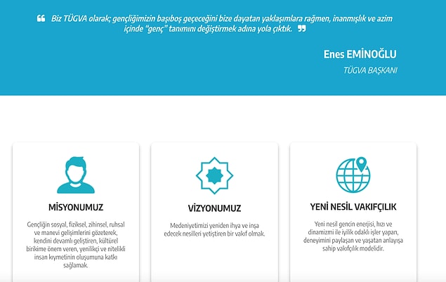 Peki nedir bu TÜGVA? Kendi sitelerine göz attığımızda şöyle bir misyon, vizyon izlediklerini öne sürüyorlar.