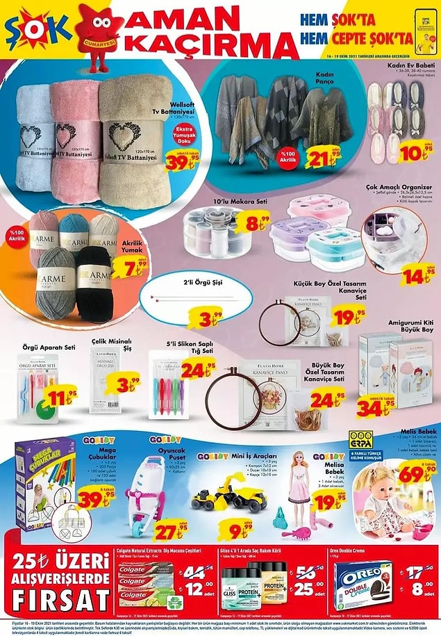 ŞOK'ta bu hafta 25 TL ve üzeri alışverişlerinizde geçerli olacak indirimler;