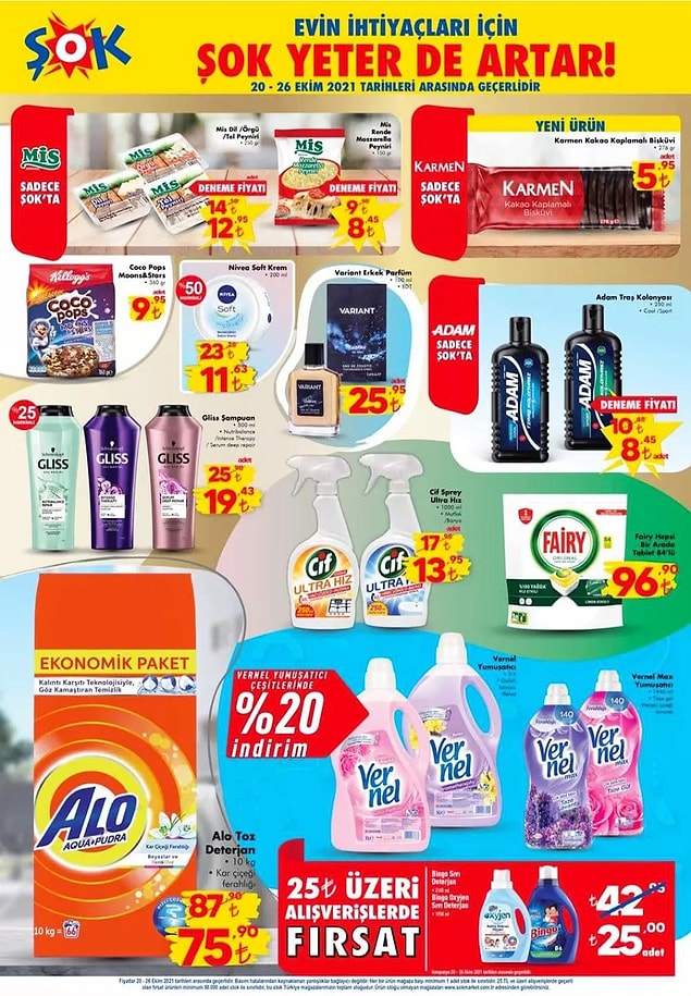 25 TL ve üzeri alışverişlerinizde Bingo Sıvı Deterjan ve Bingo Oxyjen Sıvı Deterjan 25 TL.