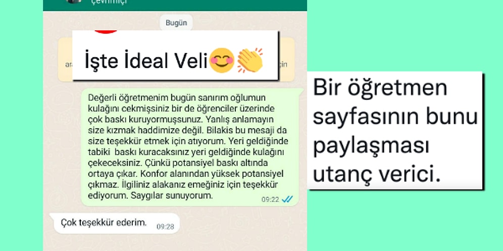 Yok Artık! Oğlunun Kulağını Çeken Öğretmene Teşekkür Eden Veliyi 'İdeal Veli' Olarak Paylaşan Öğretmen Sayfası
