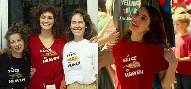 7. Little Italy (2018) filminde Emma Roberts, halası Julia Roberts'ın Mystic Pizza (1988) filminde giydiği tişörtü giyiyor.