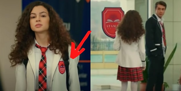 Doruk'un yanına giderken Asiye'nin sırtında çanta var fakat yanına ulaştığında okul çantasını göremiyoruz.