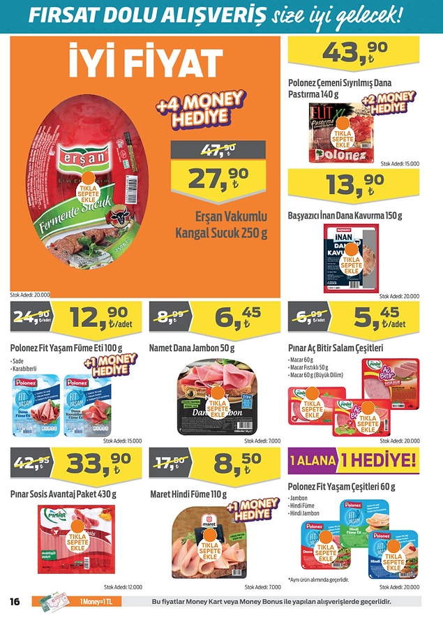 Pınar Aç-Bitir Salam çeşitleri 5,95 TL.