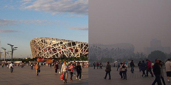 9. Pekin'de zaman zaman hava kirliliğinden önünüzü dahi göremezsiniz.