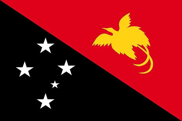 1. Papua Yeni Gine bayrağı kırmızı, siyah ve sarıdır.