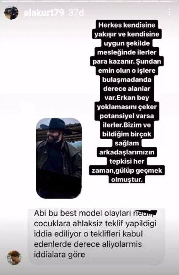 Özerman’ın ismi bu iddialarla sık sık gündeme gelirken, aynı zamanda 2001 Best of Model of Turkey kazananı olan Alakurt, dikkat çeken bir paylaşımda bulundu.