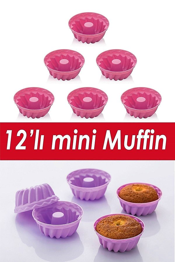 15. 12'li silikon renkli muffin kek kalıbı ile en iyi tatlı şefi siz olacaksınız...