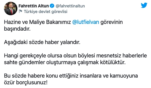 Fahrettin Altun'dan 'Lütfi Elvan' açıklaması