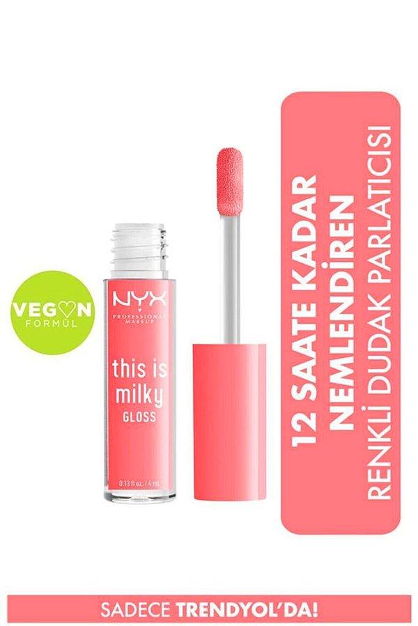 12. Hem nemli hem parlak dudaklar için vegan formüle sahip Nyx marka dudak parlatıcısını deneyebilirsiniz...