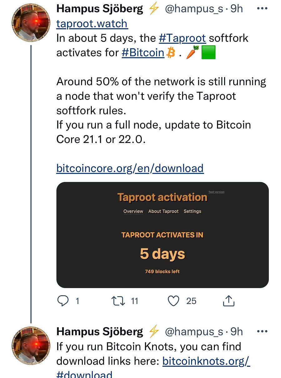 taproot guncellemesine sayili gun bitcoin btc aginda taproot guncellemesi neler vadediyor