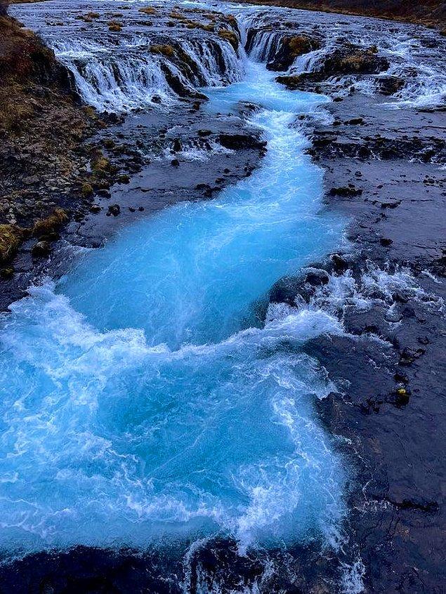 13. Blue waterfall in Iceland: