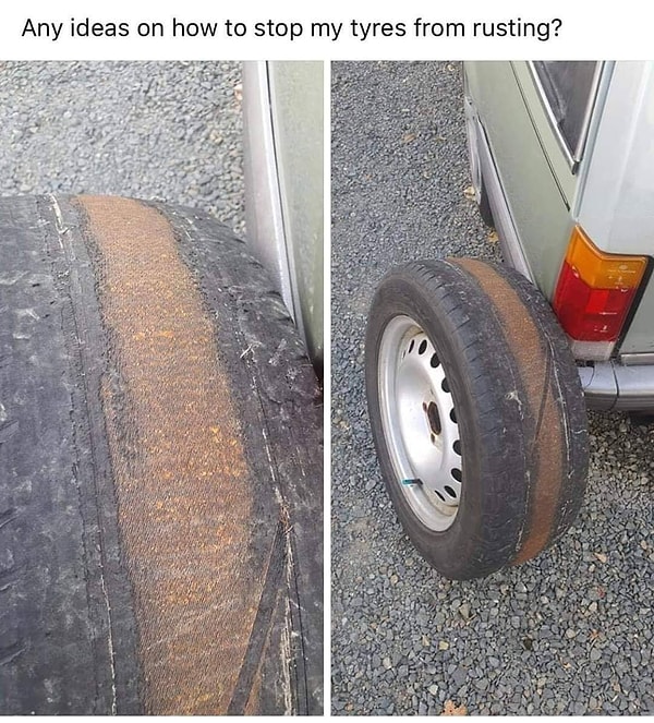 7. Человек с «ржавыми» покрышками: