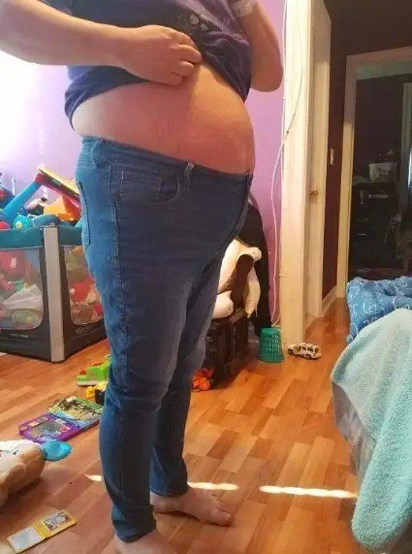 5. "Dördüzlerimi doğurduktan iki hafta sonra ben. Hamilelik öncesi pantolonlarıma çok çabuk sığdım...