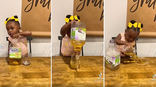 Meyve Suyu Doldurmaya Çalışan Ufaklığın Bir Yandan Anksiyetenizi Azdıracağı Bir Yandan da Güldüreceği Anları