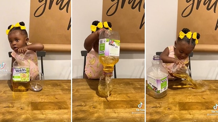 Meyve Suyu Doldurmaya Çalışan Ufaklığın Bir Yandan Anksiyetenizi Azdıracağı Bir Yandan da Güldüreceği Anları