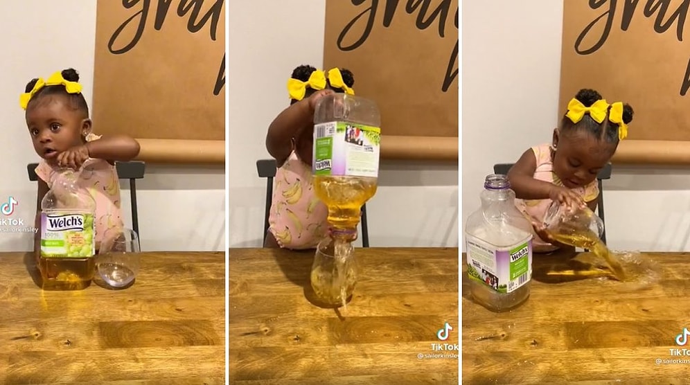 Meyve Suyu Doldurmaya Çalışan Ufaklığın Bir Yandan Anksiyetenizi Azdıracağı Bir Yandan da Güldüreceği Anları