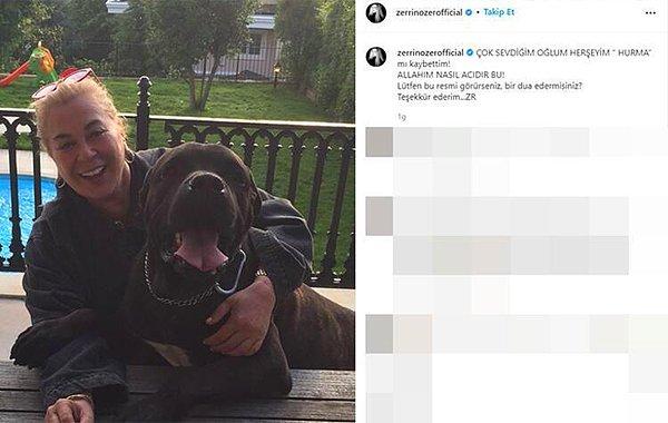 Bu sene ise köpeği Hurma'nın kaybı ile sarsıldı Zerrin Özer. Instagram hesabından da acısını bu şekilde paylaştı.