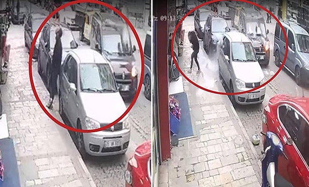 Gaz betonlar, 2'si park halinde, 3 araca hasar verdi. Seyir halindeyken üzerine gaz beton düşen hafif ticari araçtaki 4 kişilik aile, olaydan şans eseri yara almadan kurtuldu.