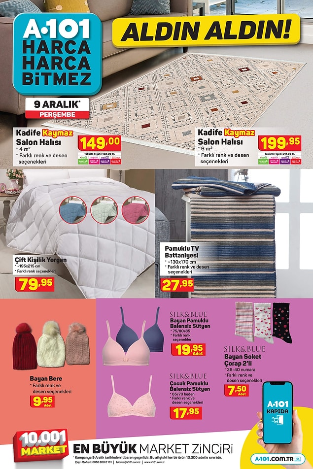 Kadife Kaymaz Salon Halısı 6 m² 199,95 TL.