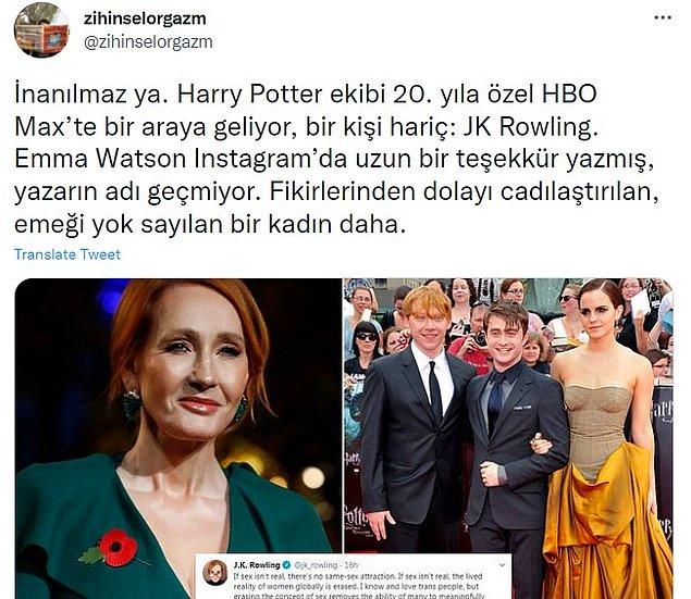 Bu durum öyle tuhaf bir hal aldı ki, kadın kelimesini telaffuz etti diye ünlü yazar kendi eseri Harry Potter'dan bile dışlandı.