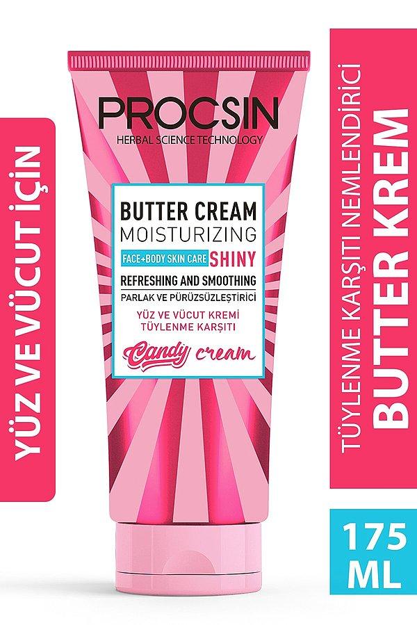 10. Procsin Butter Cream tüylenme karşıtı nemlendirici kremi yüz ve vücut için kullanılabilir.