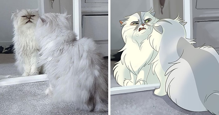 Люди присылают художнику фото своих любимчиков, и он превращает их в мультяшных героев Диснея