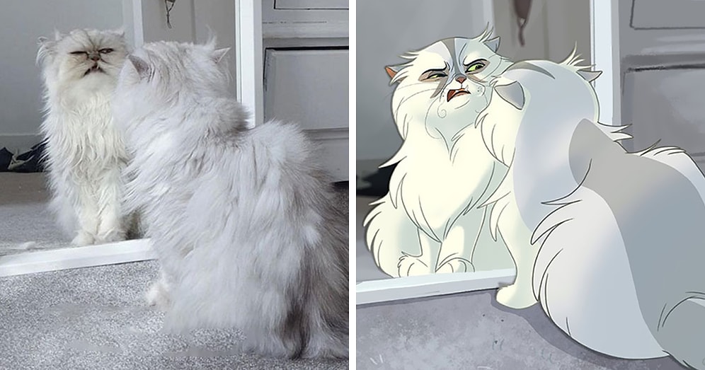 Люди присылают художнику фото своих любимчиков, и он превращает их в мультяшных героев Диснея