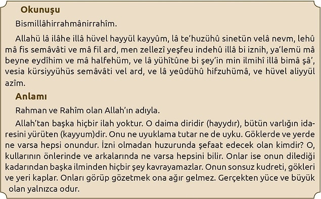 Ayetel Kürsi Türkçe Anlamı