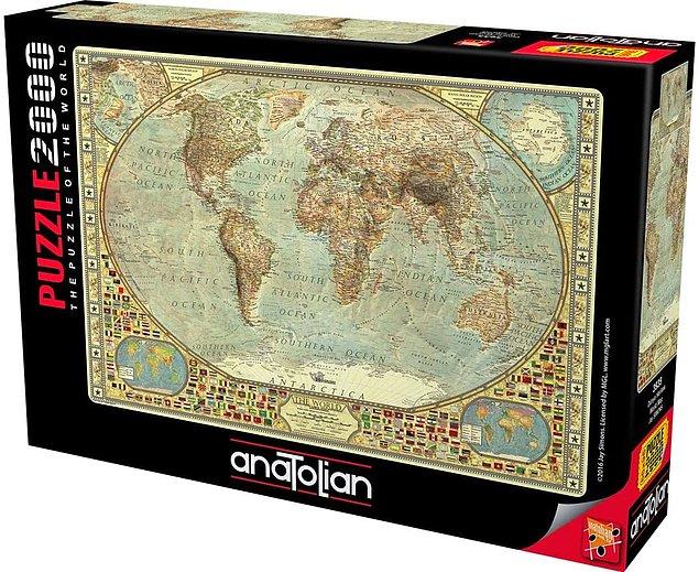 18. 2000 parçalı dünya haritası puzzle.