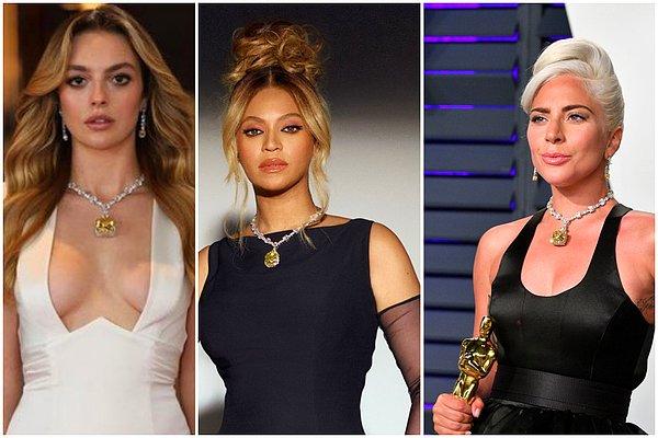 10. Melis Sezen'in ödül töreninde taktığı kolye, daha önce Audrey Hepburn, Beyoncé ve Lady Gaga gibi isimlerin taktığı multimilyonluk sarı elmasın bir kopyasıydı.