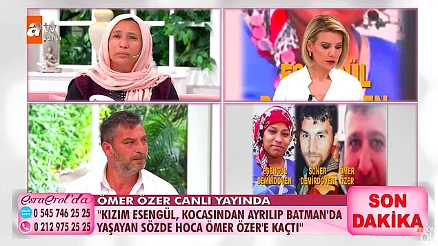 6. Reyhan ve Tayfun isimli anne/baba kızları Esengül için Esra Erol'dan yardım istemişti. Ailenin sürekli bayılan kızları Esengül Demirdöven'i 7 yıldır evli olduğu kocası Soner Demirdöven sahte hoca Ömer Özer'e okuması için götürdüğünü anlatmıştı.