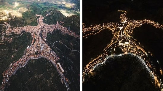 Фотограф в Италии обнаружил, что его деревня имеет форму человека