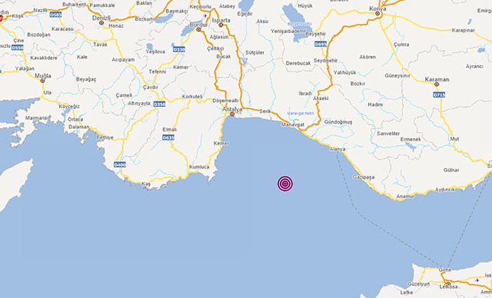 Alanya Açıklarında 5.3 Büyüklüğünde Deprem