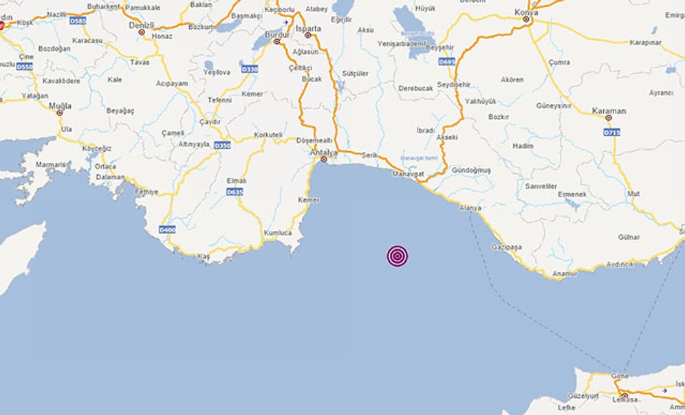 Alanya Açıklarında 5.3 Büyüklüğünde Deprem