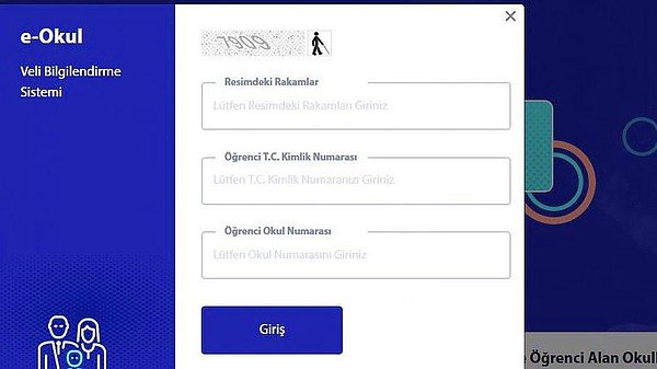 E-Okul Veli Bilgilendirme Giriş Ekranı