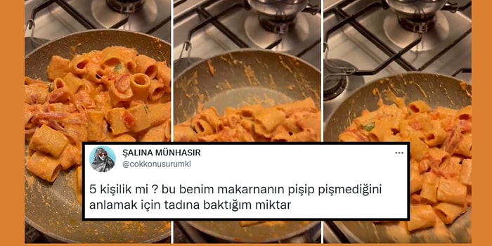 '5 Kişilik Yapmışım Yine' Diyerek Makarna Videosu Paylaşan Kadın Goygoycuların Diline Fena Düştü