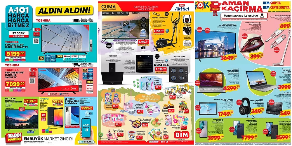 İndirim Günleri Başlıyor: 24 - 30 Ocak Haftasında A101, BİM ve ŞOK Aktüel Ürünler Listesinde Neler Var?