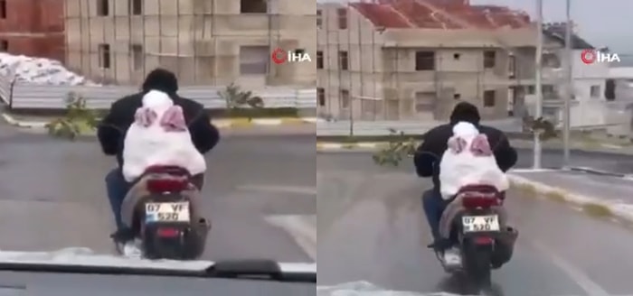 Yıllar Sonra Kar Yağan Antalya'da Bir Vatandaş Yaptığı Kardan Adama Motorsikletiyle Şehir Turu Attırdı