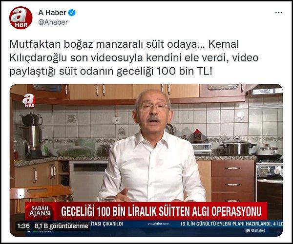 Kılıçdaroğlu'nun videosu, A Haber ve Sabah gibi iktidara yakın medyada da haber oldu ancak içeriğiyle değil kaydedildiği mekanla. 👇