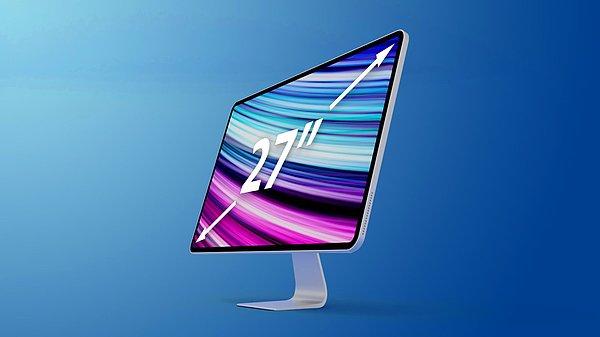 M1 iMac ile benzer tasarıma sahip olacağı tahmin edilen yeni iMac Pro, 27 inç ekran boyutu ile tanıtılacak.
